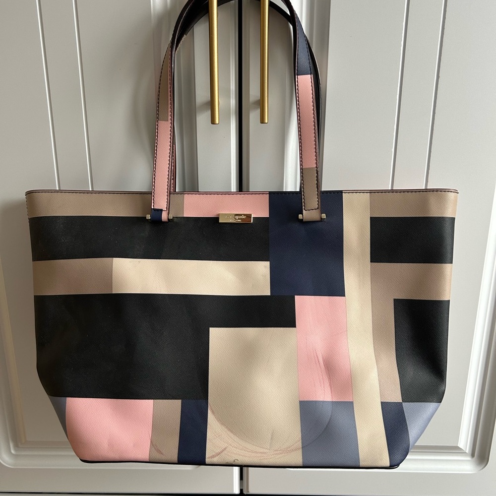 Kate Spade Geometric Black and Pink Tote